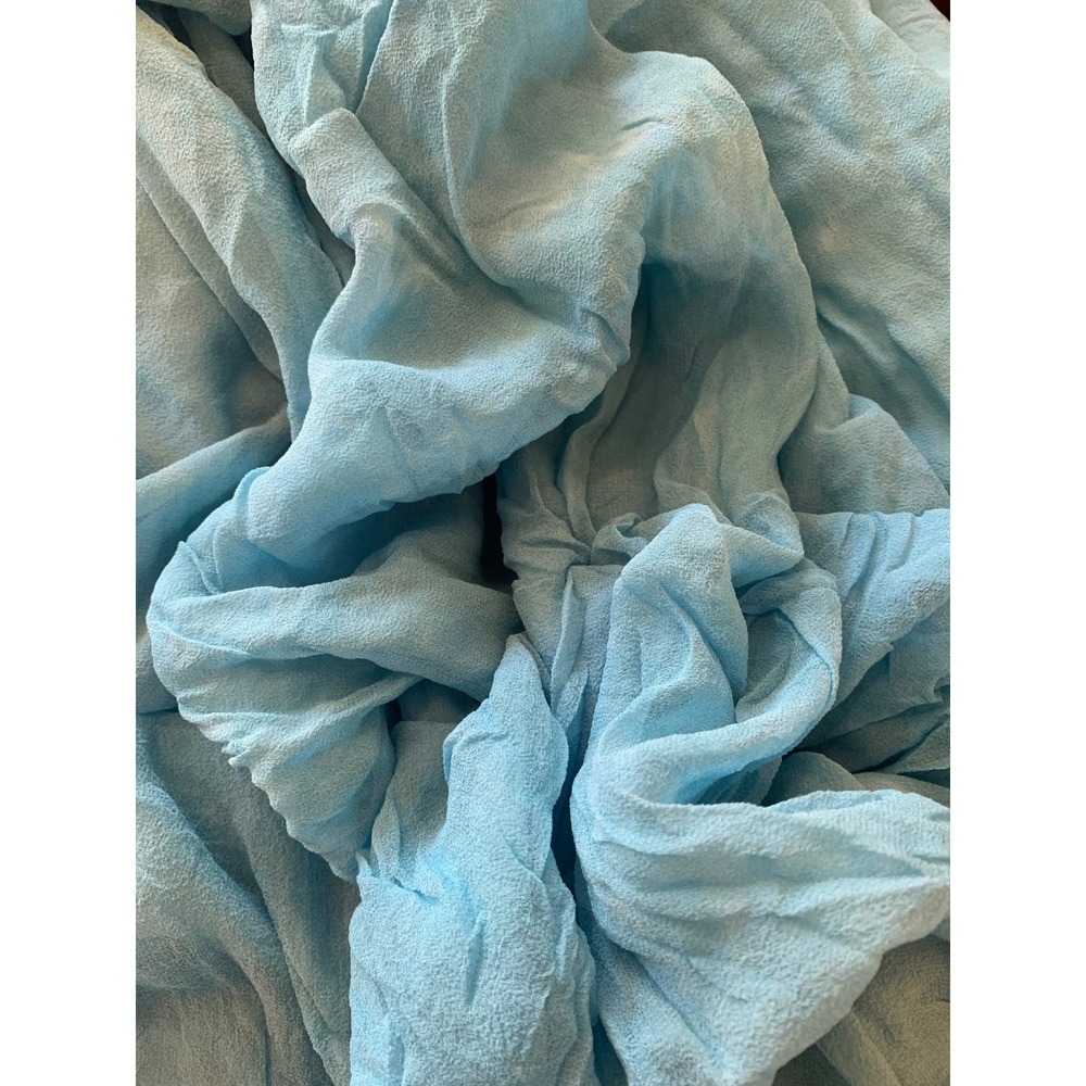 Light Blue 100% Silk Chiffon Sheer Hand Dyed Fabric Piece Remnant 86x45"